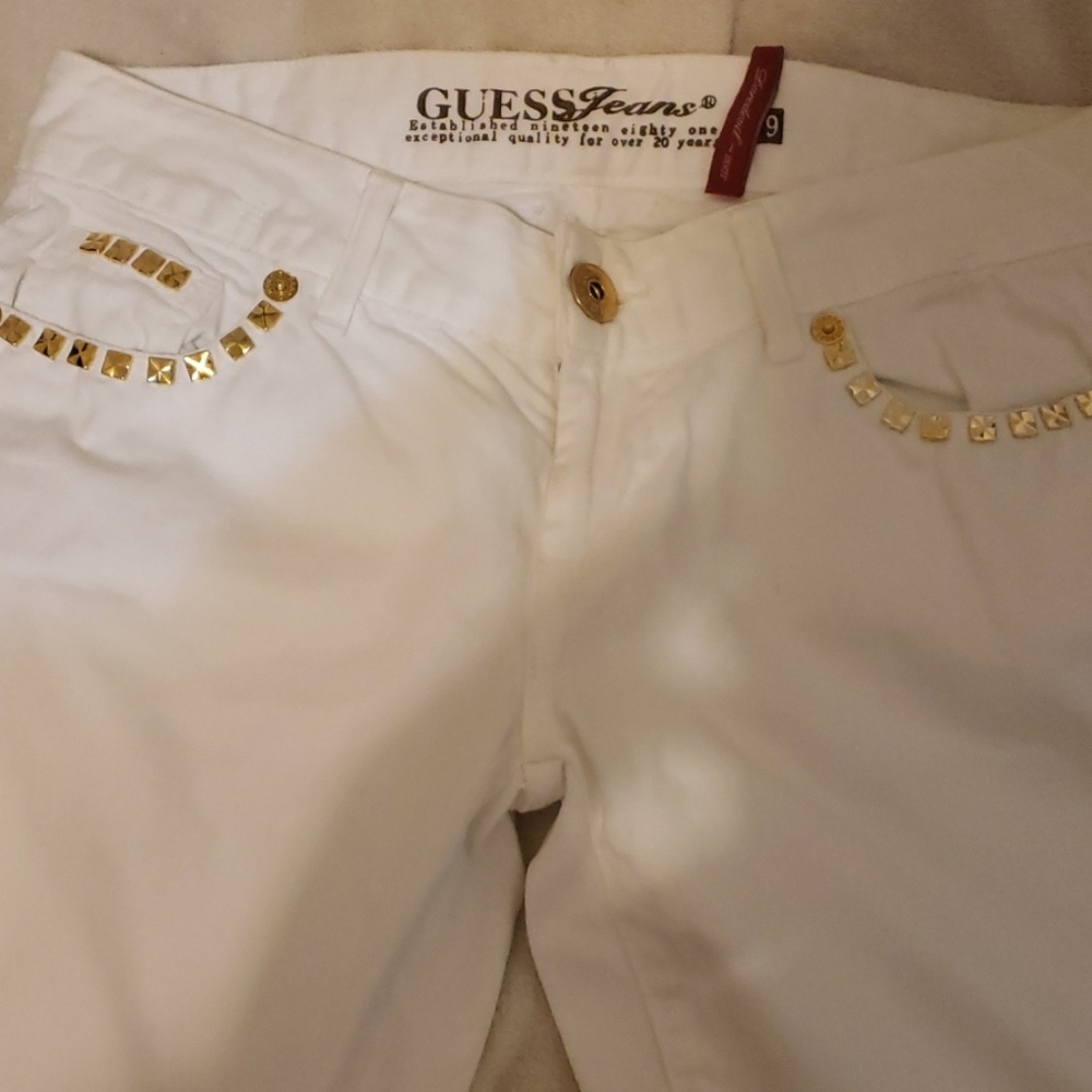 NWOT Guess Studded White Bootcut Jeans
